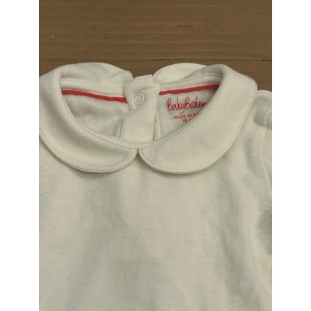 K36 Baby Boden White Peter Pan Collar Long Sleeve Bodysuit 18-24M Cotton Onesie